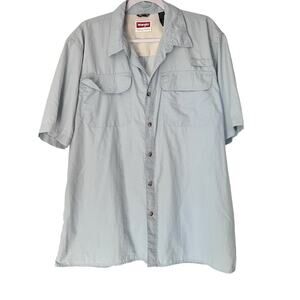 Wrangler Shirt Mens Fishing Hiking Outdoors SZ XL Nylon Vented Lightweight Blue